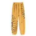 thumbnail image 4 of Women's Polka Dot Print Cuff Pants, Casual Lounge Sleep Pants, Elastic Waist Retro Style Pajamas for Fun and Comfortable Sleepwear,Yellow,XL, 4 of 6