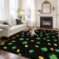 thumbnail image 3 of Area Rug 72×108in, St. Patrick's Day Three-leaf Floor Carpet Living Room Rug, Gold Coin Non-Slip Welcome Mat Indoor Rugs for Bedroom Dining Room, 3 of 9
