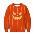 thumbnail image 7 of yoeyez Womens Oversized Sweatshirts Fleece Halloween Crewneck Sweatshirt Comfy Fall Warm Fashion Pullover Tops Orange,XXL, 7 of 7