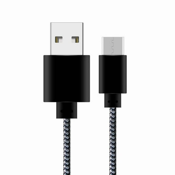 Fabric Braided 5 ft USB-C Type-C Data Sync Charger Charging Cable for Samsung Galaxy S21 Ultra 5G,A42,A51 5G,Z Fold2 ,Note20 Ultra 5G,Z Flip 5G,M31,M31s,A71 5G,A Quantum,A71 5G (Black)
