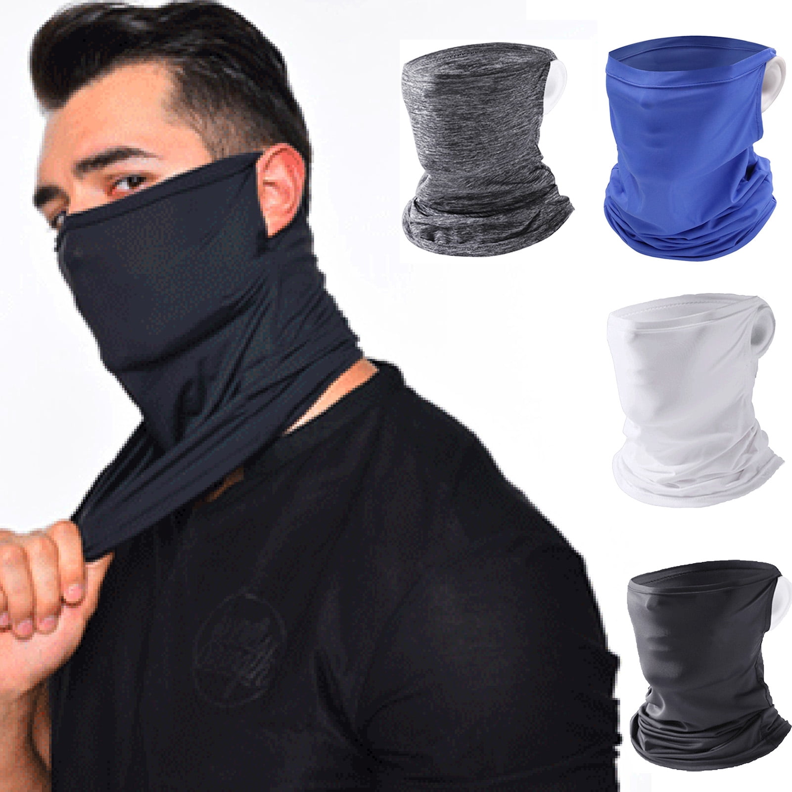 Black Face Mask Neck Bandana Cover Scarf Balaclava Reusable Washable Breathable 