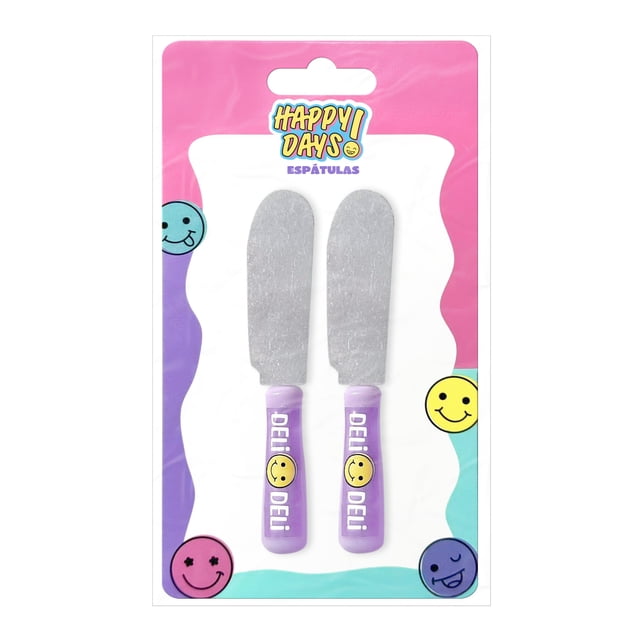 Espátulas Prichos Happy Days! de Plástico Metal y Sticker 2 Piezas