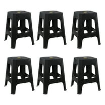 Wekioger 18.7" High Plastic Stackable Stools, 6-Pack Square Plastic Stool Chair, Black