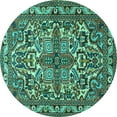 thumbnail image 1 of Ahgly Company Indoor Round Persian Turquoise Blue Traditional Area Rugs, 6' Round, 1 of 4