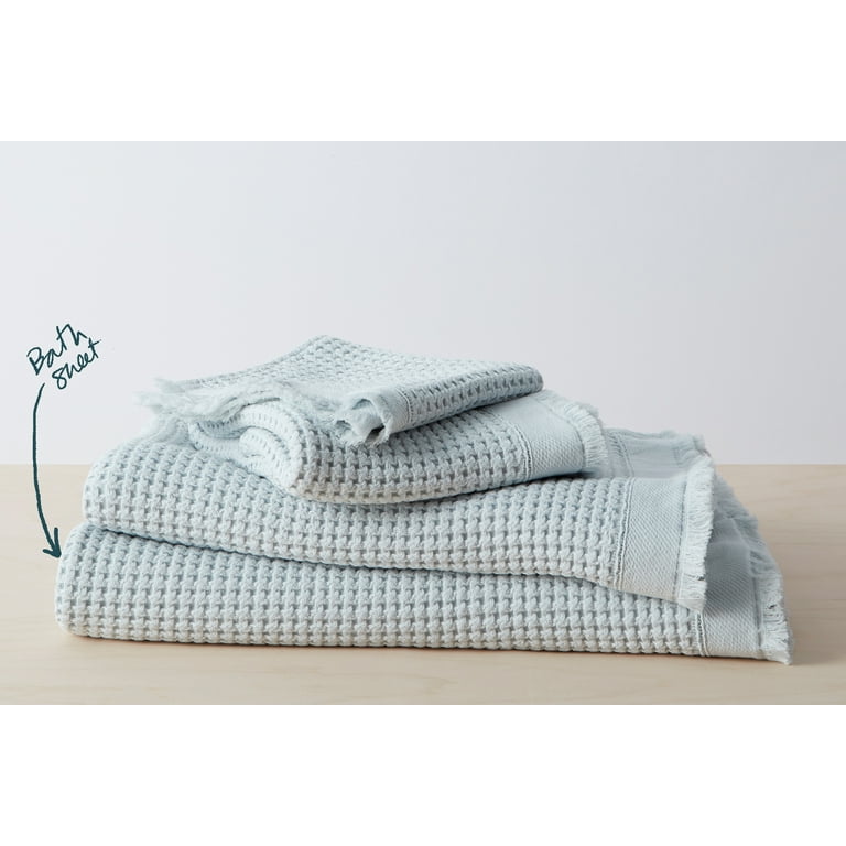 Stonewashed Soft Cotton Waffle Knit Bath Towels