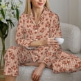 thumbnail image 6 of Pofeuu fall flower plaid Print Womens Pajamas Set Long Sleeve Sleepwear Button Down Nightwear Soft Pj Lounge Sets Button Down Pajamas Women-XX-Large, 6 of 7