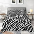 thumbnail image 2 of Queen Size Bed Sheet Sets Zebra Stripe Soft Microfiber 4 Pcs Bedding for Kids Adults Bedroom Decor Black White Flat Fitted Pillowcases, 2 of 6