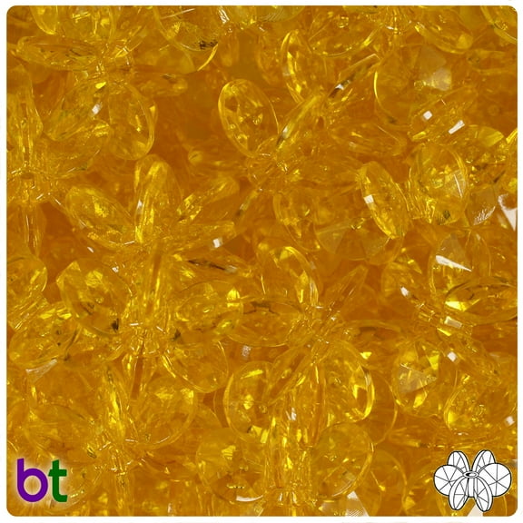 BeadTin Dark Yellow Transparent 25mm SunBurst Craft Beads (80pcs)