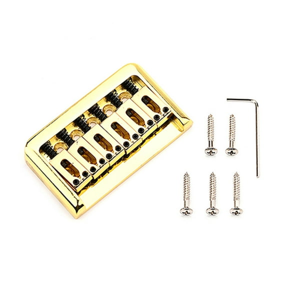 Electric Guitar Saddle Bridge: 6-String Metal Hardtail Top Load Bridge Tailpiece Set With Wrench