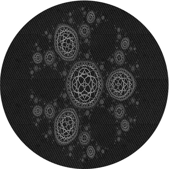 Ahgly Company Machine Washable Indoor Round Transitional Night Black Area Rugs, 7' Round