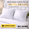 thumbnail image 5 of Almohadas Hoteleras Premium - Relleno Microgel - Firmeza Media - Fundas Rayada Satinada - 100% Algodón - Pillow - Alta Caldiad - Color Blanco (4, Estándar), 5 of 5
