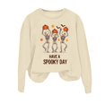 thumbnail image 4 of Solthread Womens Skeleton Sweatshirt Have A Spooky Day Three Dancing Skeletons Graphic Print Casual Crewneck Pullover for Autumn Outings and Halloween Night Graphic Tops, 4 of 4