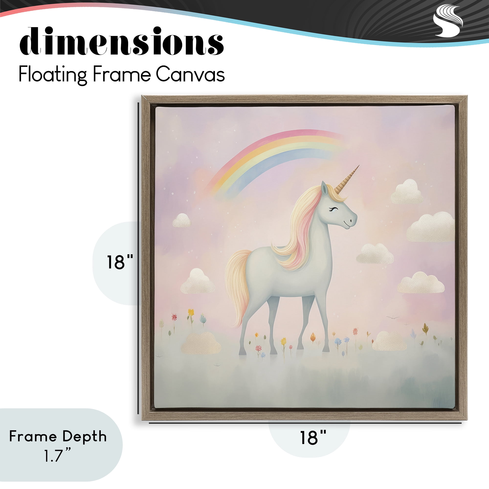 Stupell Industries Mystical Unicorn Dreams in Pastel Brown Framed Floater Canvas Wall Art, design by Lazar Studio