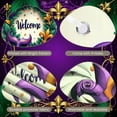 thumbnail image 4 of Purple Mask Mardi Gras Banner Colorful Feathers Carnival Display Golden Decorations Pattern Masquerade Backdrop for Mardi Gras Party Masquerade Ball Festival Celebration, 4 of 9