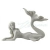 Mermaid Laying Down Sculpture - Marble White