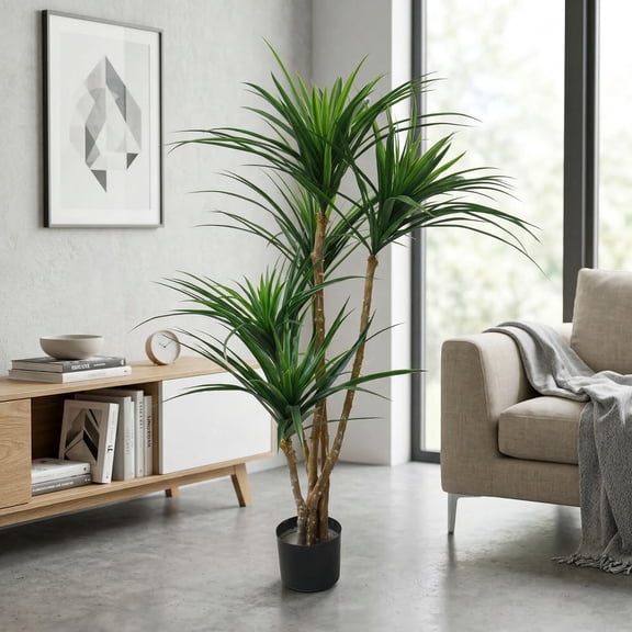 Pure Garden 51-Inch Tropical Yucca Artificial Tree with Rubber Leaves