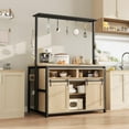 thumbnail image 4 of 72 inch Tall Kitchen Island with Storage, Bakers Rack with Sliding Barn Door and Power Outlet, Table Island Kitchen Cabinet with Hooks, Large Kitchen Island Table for Dining Room Kitchen, 4 of 9
