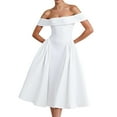 thumbnail image 1 of Women's Sexy Strapless Backless Dress - Deep V Neck, Ruffle Sleeves, Tie-Back Design, Solid Color Party Evening Dress, 1 of 4