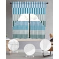 thumbnail image 2 of Colorful Stripe Swag Curtains for Living Room/Bedroom Windows, Modern Teal Blue Green Vertical Striped Kitchen Curtains and Valances Set 36 Inch Length, Light Filtering Swags Valance Curtain Panels, 2 of 5