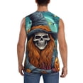 thumbnail image 4 of Lsque Cartoon Pumpkin Skull Print Men's Cotton Blend Sleeveless Muscle Shirts (S-3XL)- Moisture Wicking, Odor Protection, UPF 30+,XX-Large, 4 of 8