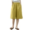 thumbnail image 2 of Endives Womens Cotton Linen Short Five Point Pants Thin High Waist Loose Slimming Breathable Casual Pants Straight Wide Leg Pants Yellow, 2 of 4