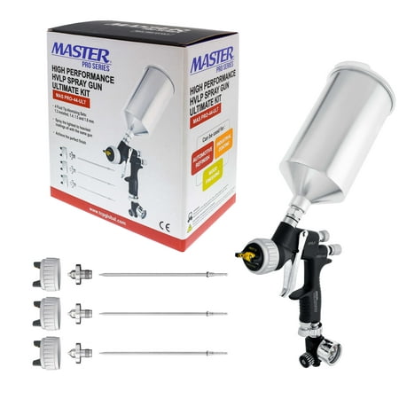 Master Pro 44 Series High Performance HVLP Spray Gun Ultimate Kit with 4 Fluid Tip Sets 1.3, 1.4, 1.5 and