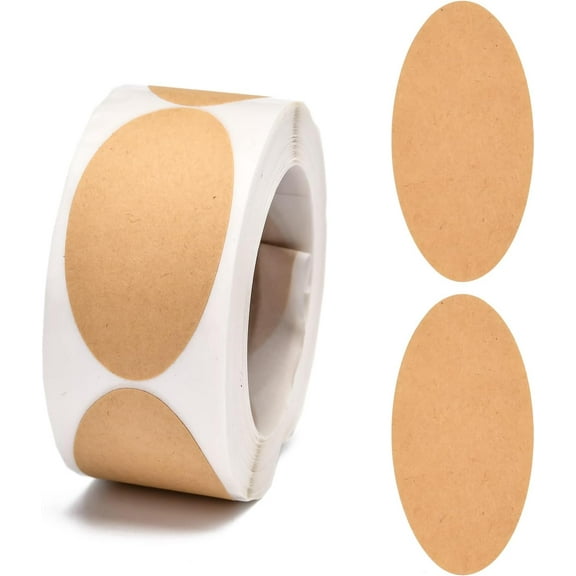1 Roll Self-Adhesive Kraft Paper Gift Tag Stickers Adhesive Labels Blank Tag