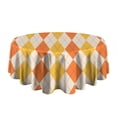 thumbnail image 5 of Orange Yellow Checkerboard Checkered Pattern Round Tablecloth 60"x60",Wrinkle Wipeable Table Cloth for Kitchen Dining Room Picnic Patio Party, 5 of 6