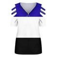 thumbnail image 4 of Mittory Cold Shoulder Plus Size Tunics Tops for Women Sexy Zipper Short Sleeve Summer Casual Top Blouses, 4 of 5