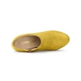 thumbnail image 5 of BLISSFUL STEP Women's Ankle Boots Faux Suede Round Toe Block High Heel Side Zipper Shoes Yellow 9, 5 of 8