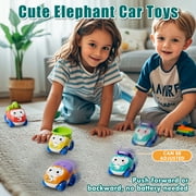 Toy Car for Kids, 5 in 1 Elephant Slide & Parking with 4 Push and Go Toy Cars, Toys for 2-3 Year Old, Toddler Toy Car, Learning Educational Toys for Boys Girls Best Birthday Gifts