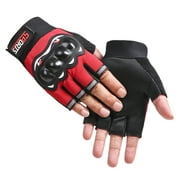 Mojoyce Anti-Skid MTB Bicycle Motorcycle Bike Protective Gloves (Red Half Finger)