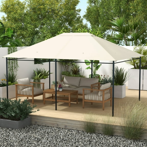 Outsunny 10' x 13' Gazebo Canopy Replacement, Patio Gazebo Roof with Top Vents for 84C-116, Cream White