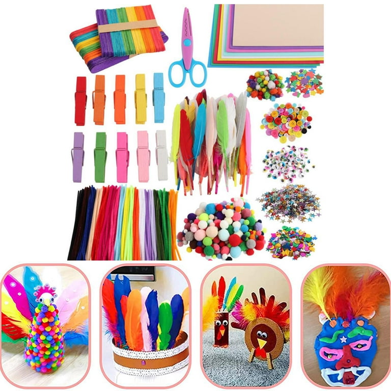 Austok 1219 Pcs Arts and Crafts Supplies for Kids DIY Art Craft Kit Creatie  Craft Supplies Kit for Toddlers School Projects DIY Parent Child Actiities  Crafts Party Supplies 