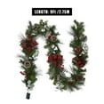 thumbnail image 5 of Pre-lit Christmas Garland, 9 ft Battery Operated Christmas Garland with 40 LED Lights, Ball Ornaments, Bow and Candy Cane, Xmas Garland for Indoor Home Winter Holiday Decoration (Lush Forest), 5 of 7
