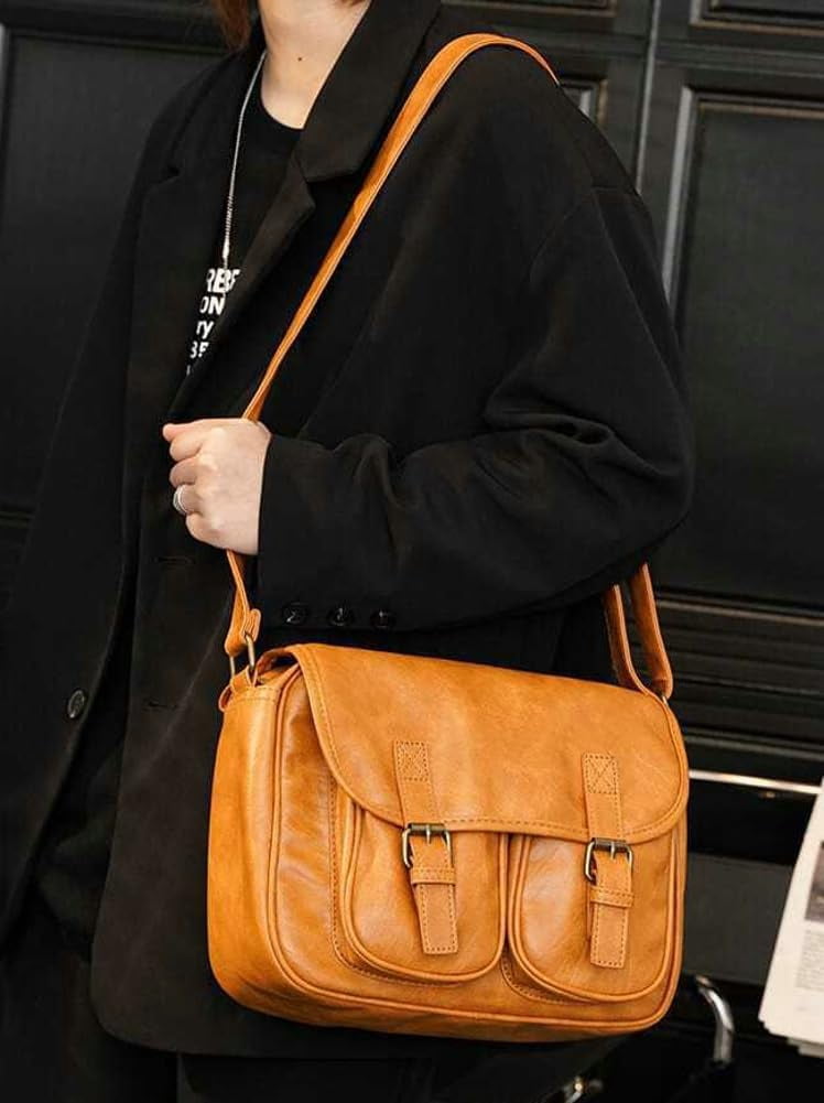 HLSOHJP Crossbody Messenger Bag for Men Women Vintage Shoulder Bags Tote Purse Satchel Handbags with Adjustable Strap