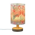 thumbnail image 2 of Flamingoes Flowers Floral Leaves Light Table Lamp USB Bedside Desk Nightstand Lamp Printed Gifts Small Lamp Wood Base for Bedroom Living Room Kids Room College Dorm, 2 of 7
