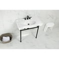 thumbnail image 2 of Kingston Brass VPB28140W80 Bristol 36" Ceramic Console Sink with Stainless Steel Legs (8-Inch, 3-Hole), White/Matte Black, 2 of 6