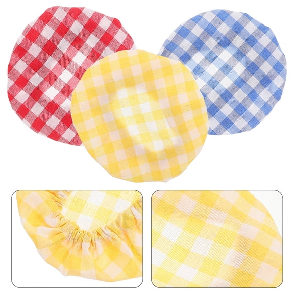 PENIKOKO 6-Pack Reusable Cloth Jar Covers for Kitchen and Baking Use, Red, and