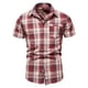 thumbnail image 1 of Txlixc Camisa de botón de manga corta con solapa a cuadros Txlixc moda, 1 of 7