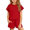 thumbnail image 2 of breaise Girls Summer 2 Piece Outfits Short Sleeve Henley Shirts Top and Shorts Clothing Sets with Pockets, 2 of 9