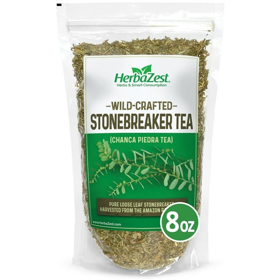 HerbaZest Stonebreaker Tea (Chanca Piedra) | 8 oz (227g) | Wild-Crafted Loose Leaf Herbal Tea, Caffeine-Free | Vegan, Gluten-Free & Non-GMO | Hot or Cold Brew | Functional Teas