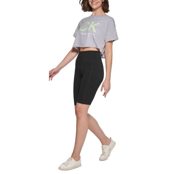 Calvin Klein Women's Cropped Logo T Shirt Gray Size Small