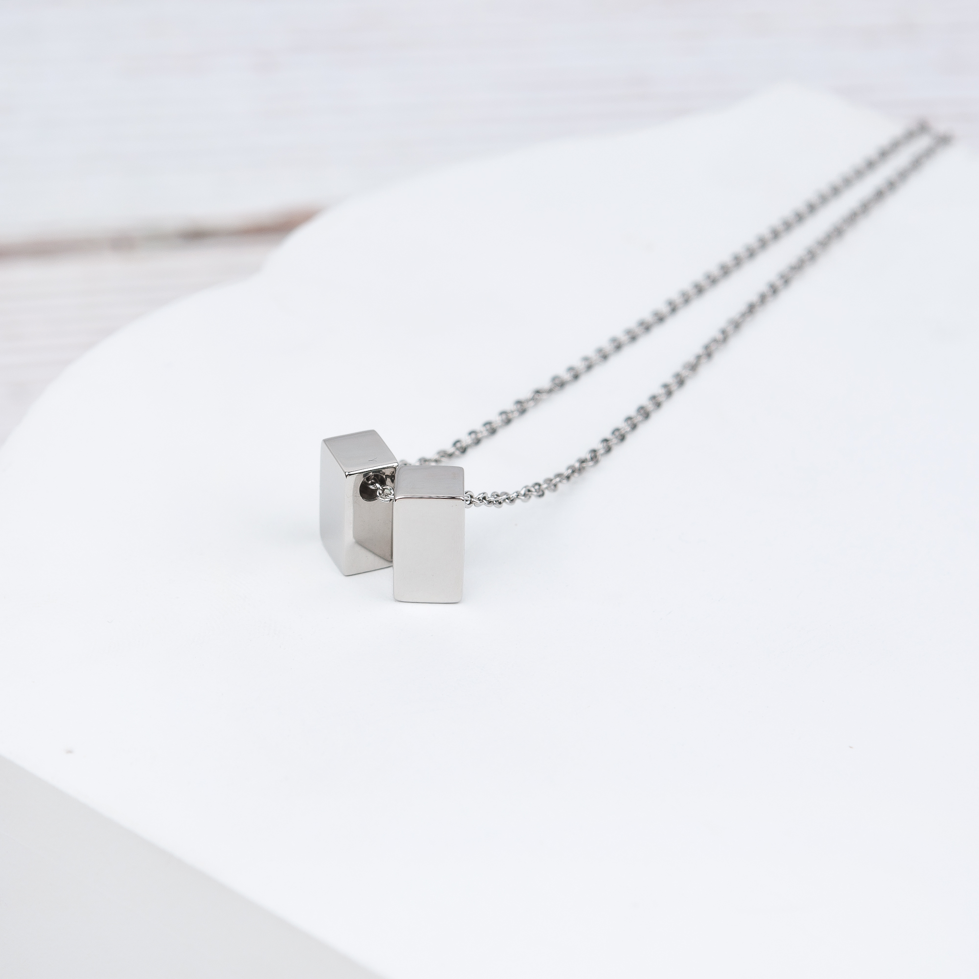 Anavia Grandma Necklace, Grandmother Necklace, Grandma Jewelry Gift, Gift for Grandma, Nana Gift, Christmas Gift for Her, Double Cubes Pendant Necklace with Wish Card -[2 Silver Charms]