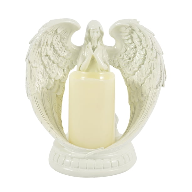 Vela De Ángel Soporte Decorativo Bandeja De Vela De Ángel Pintada A Mano Portavelas De Ángel Retro Con Luz De Marco De Vela Simulada Para La Iglesia Del Hogar Del Hotel Sweethay HA018244-00