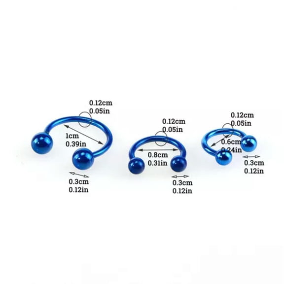 HOOUN 1pc Women Double Ball Stainless Steel Nose Ring Body Piercing Bone Clip Jewelry-blue-6mm