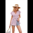 thumbnail image 1 of Blusa Informal de Corta con Cuello en V y Volantes para Mujer, Camisa de Botones para Oficina, Color , Talla XXL, 1 of 8