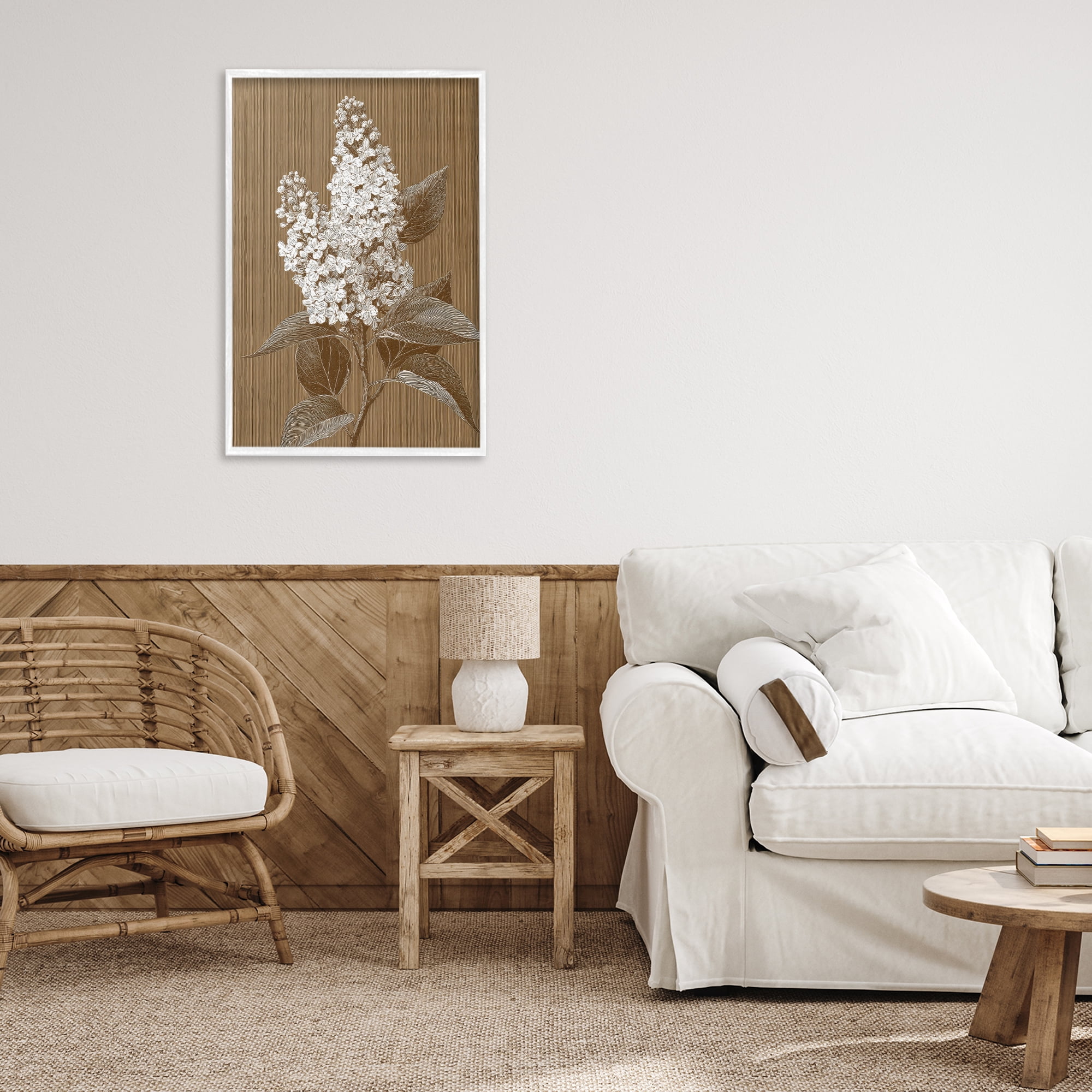 Stupell Industries Vintage Striped Lilac Study White Framed Giclee Art, design by Petal Prints Design