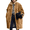 Khaki, variant on Women's Black Cotton Sherpa Fleece Lined Denim Long Sleeve Trucker Jacket Turndown Lapel Oversized Patchwork Multi-Pocket Long Trench Coat
