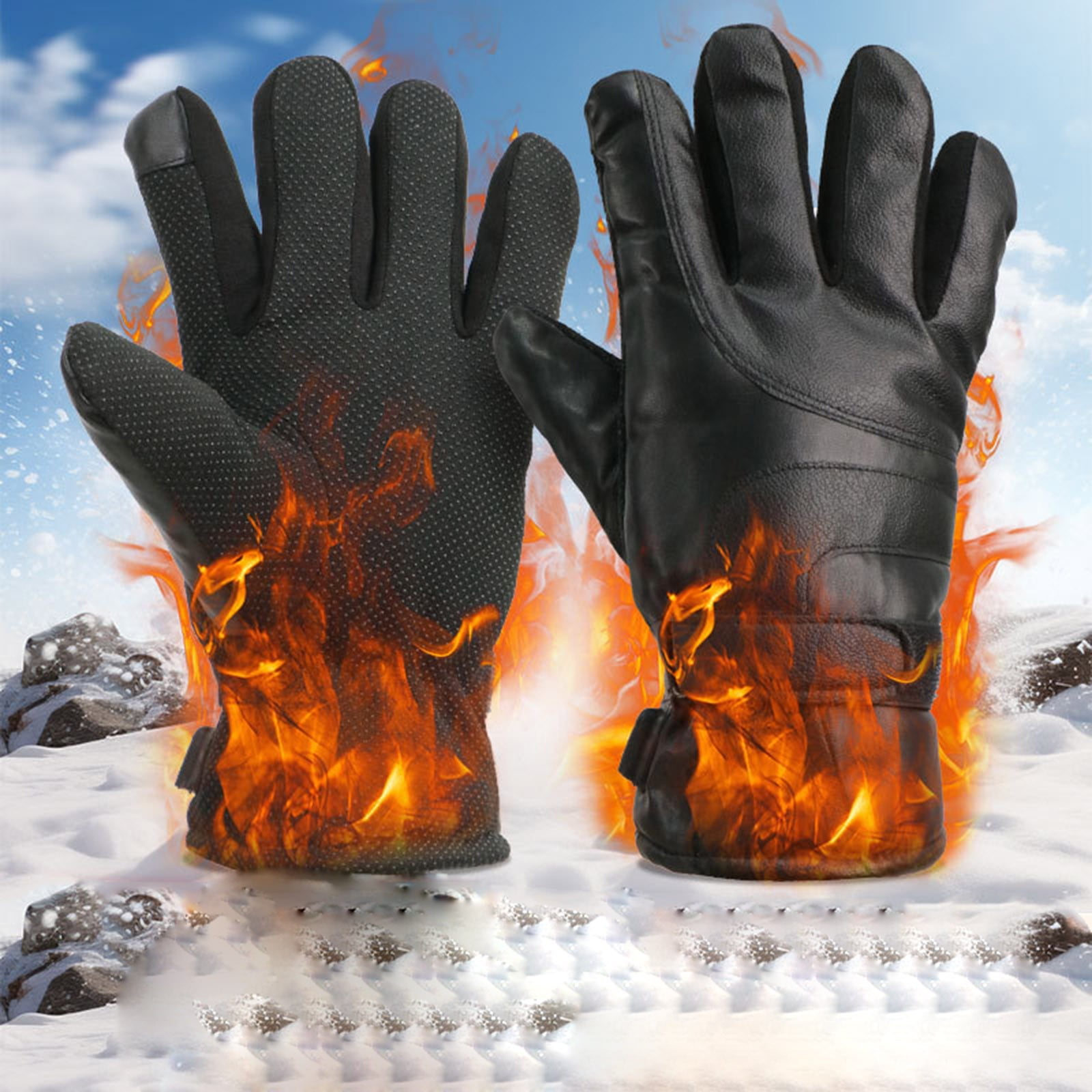 Moocorvic Heated Gloves for Men Women, Waterproof & Windproof Winter Gloves for Skiing,Snowboard,Outdoor Motorcycle,Cycling